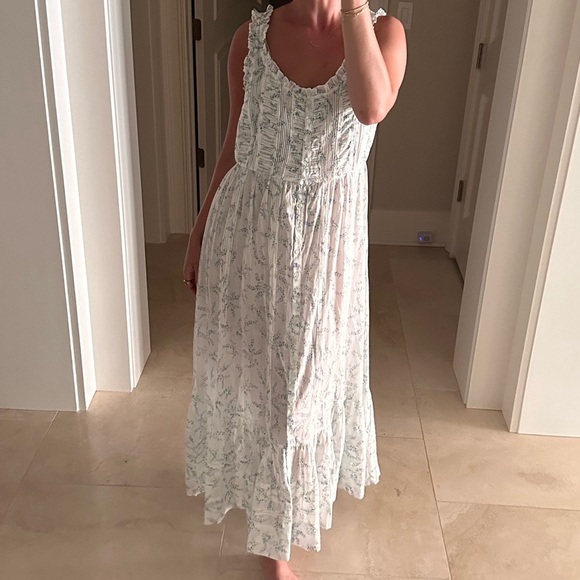 Doen Dresses & Skirts - Doen Claribelle Cotton Ruffle Sleeveless Midi Maxi Dress Blanc Bluebell Ballad